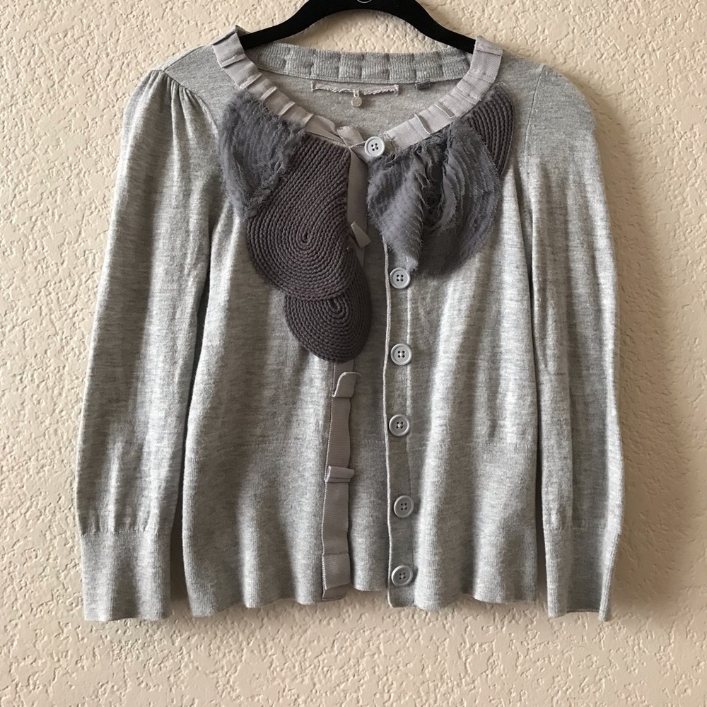 Anthropologie Knitted & Knotted Gray Cardigan XS